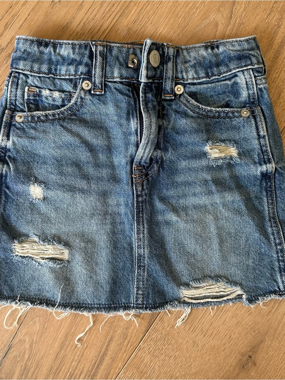 GAP Blue Distressed Denim Mini Skirt 5